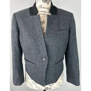 Trouve Blazer Nordstrom Jacket Woman’s Grey Black Herringbone Plaid Wool, Small